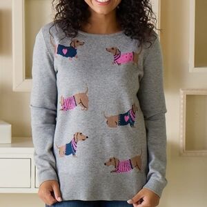 Astrologie Gray Sweater Dachshund Weiner Dog Women Extra Large Intarsia Knit